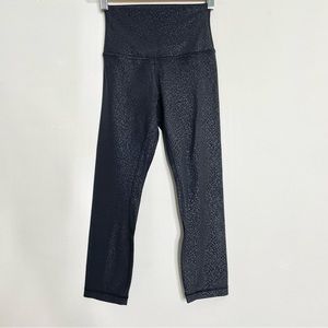 LULULEMON Black Printed High-Rise Crop 21” Leggings